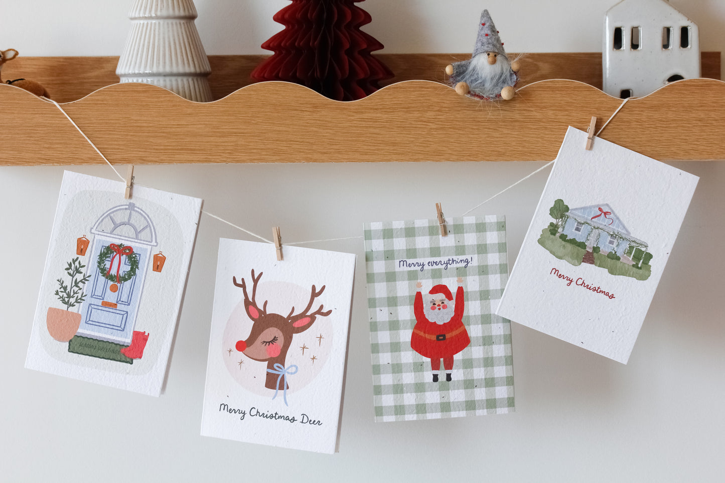 Merry Christmas Cottage Home Plantable Card