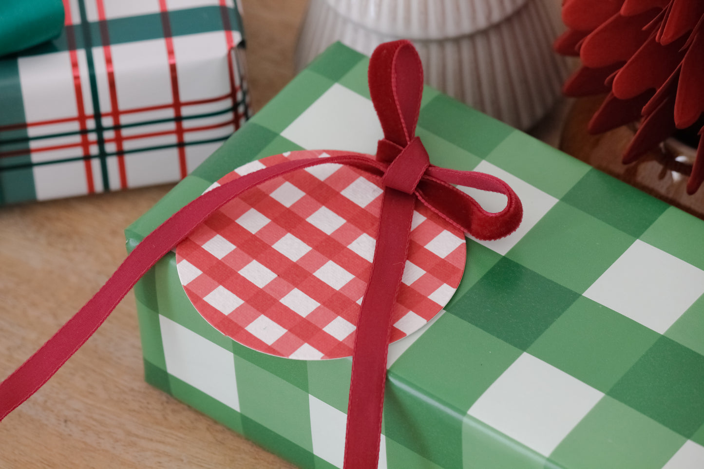 Gingham Plantable Gift Tag and Ribbon