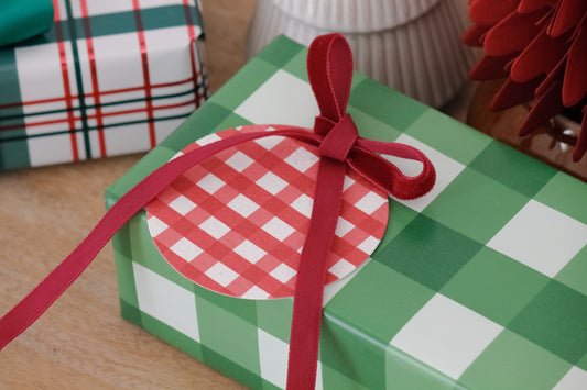 Gingham Plantable Gift Tag and Ribbon