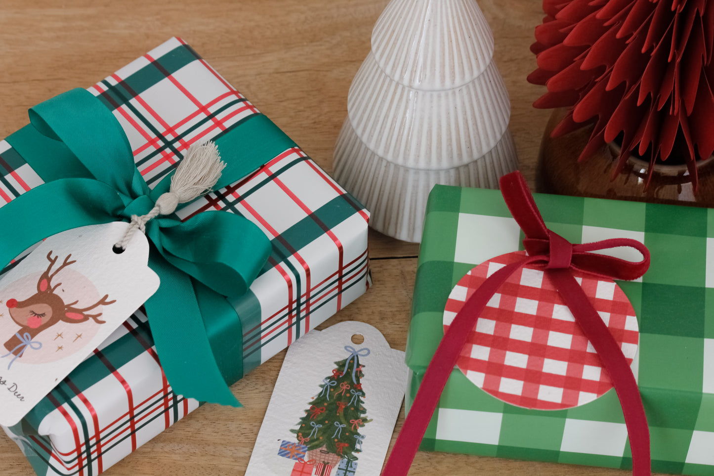 Gingham Plantable Gift Tag and Ribbon