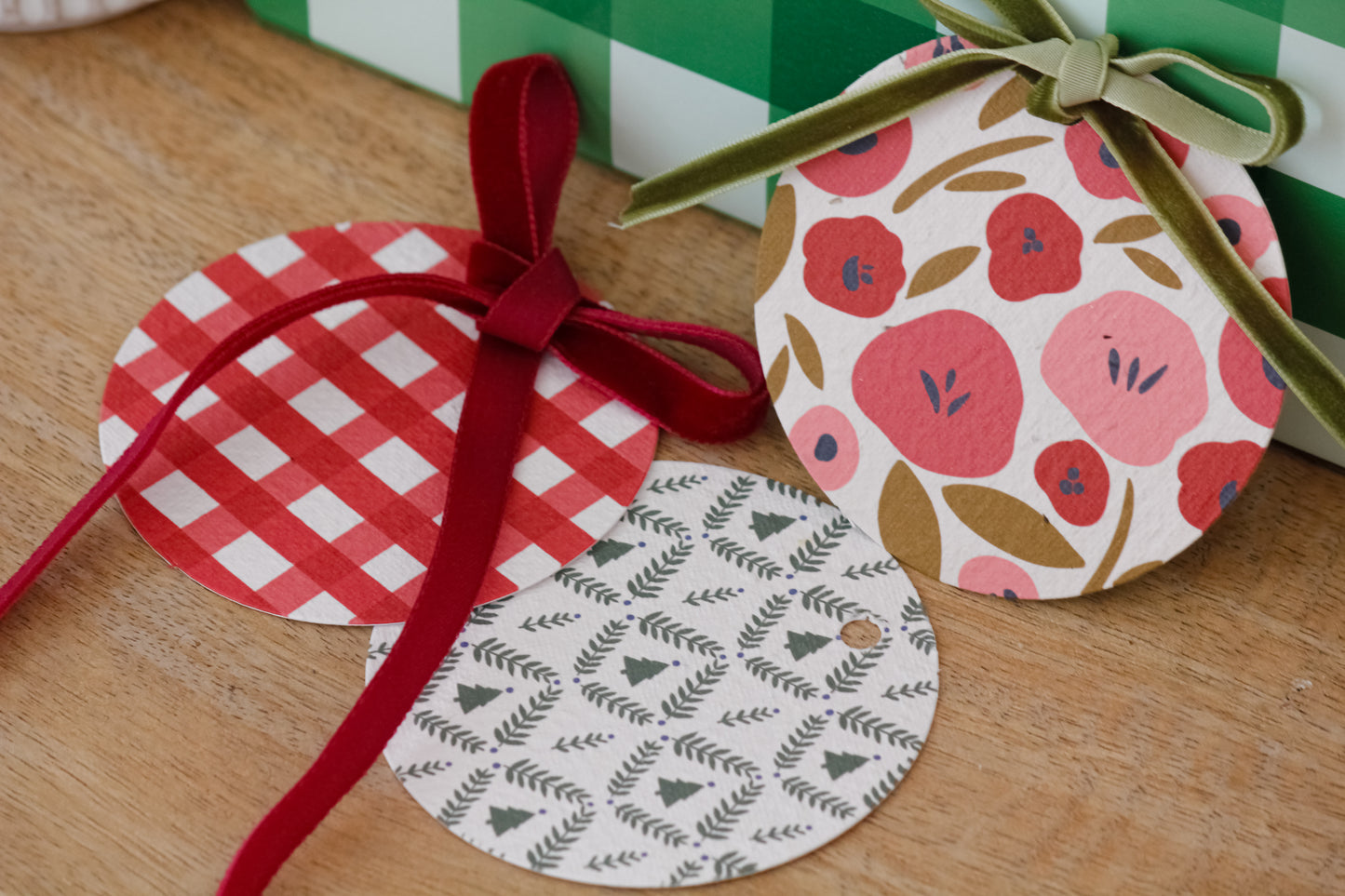 Gingham Plantable Gift Tag and Ribbon