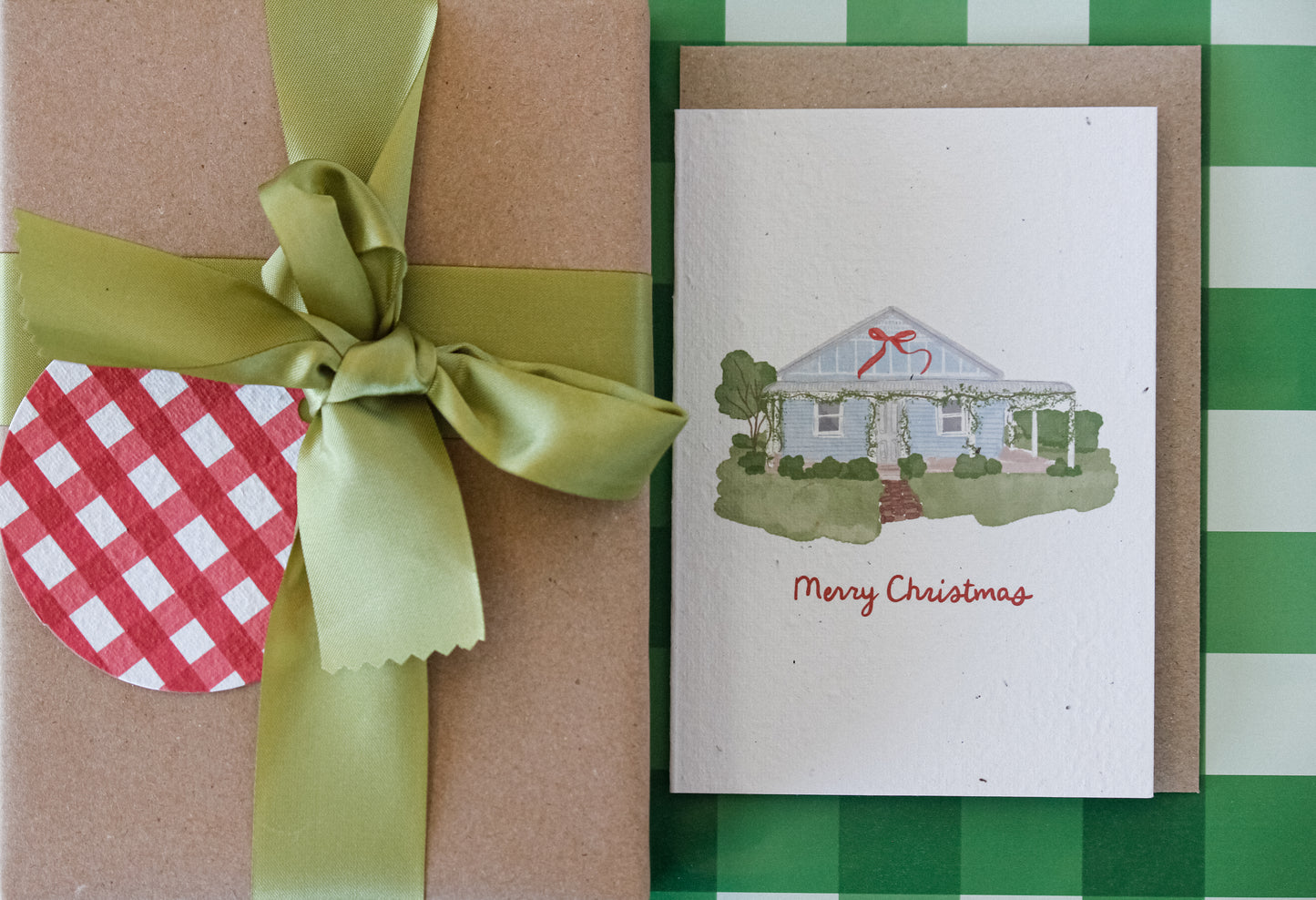 Merry Christmas Cottage Home Plantable Card