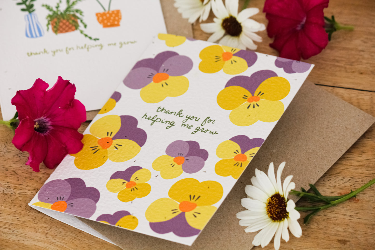 Thank You For Helping Me Grow (Pansies) Plantable Card